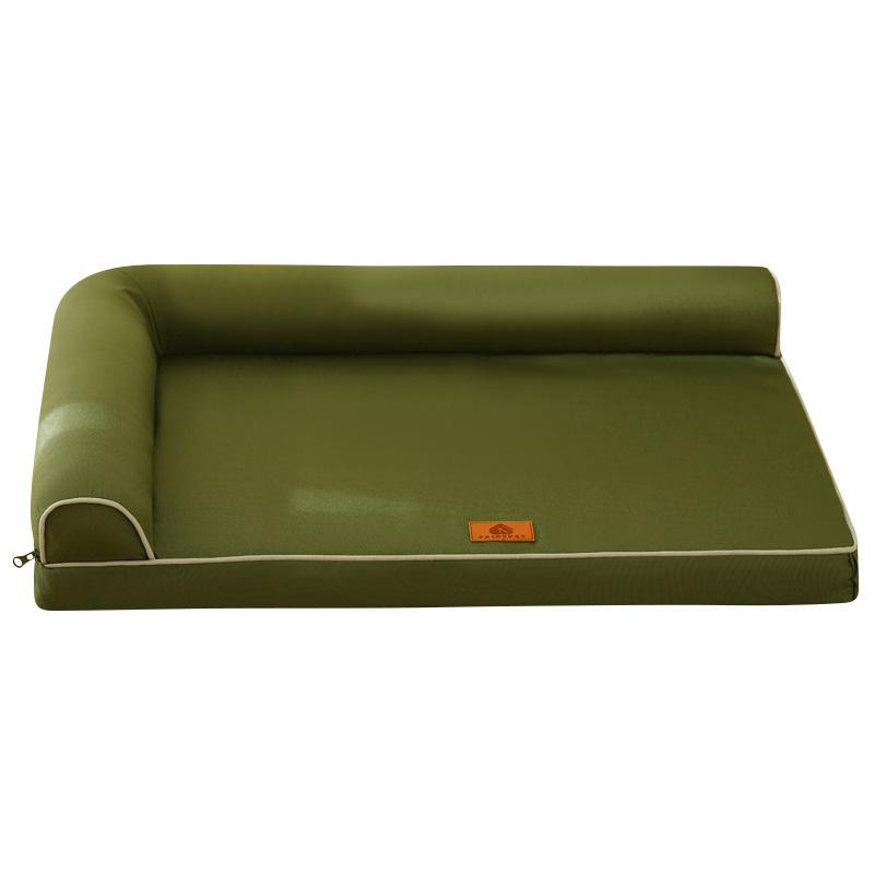 Removable Washable Dog Sleeping Bed with L-shaped Pillow Waterproof Pet Dog Sofa 3D Sponge Non-Collapse Puppy Bed (Green,S) зелёный