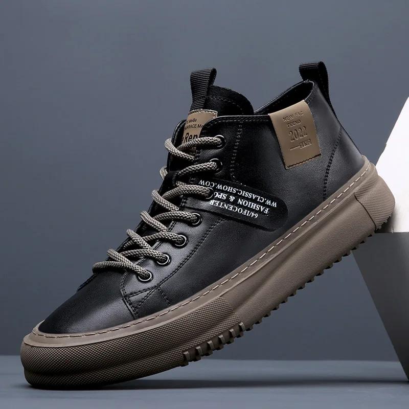 

Модные мужские кроссовки с высоким верхом Модная мужская повседневная обувь Роскошный бренд Белые кроссовки Tenis Ботильоны Модная обувь для скейтборда Мужская дышащая 44 чёрный