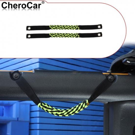

Roll Bar Grab Handles for Ford Bronco Paracord Grip Handle Fluorescent Green. 2X