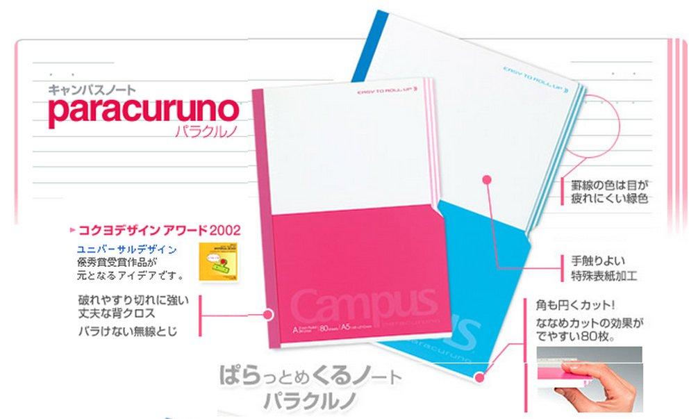 Kokuyo Paracurno Campus with Diagonal Cuts for Easy Turning Notebook, B5, B-ruled, No-R8B-LB,