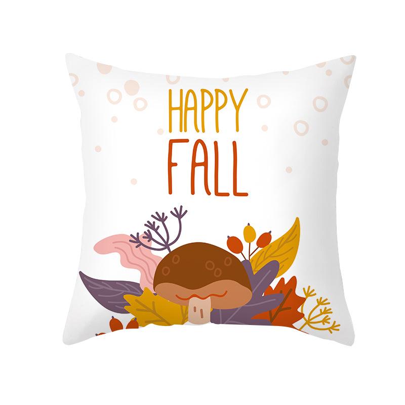 Autumn Harvest Thanksgiving Cushion Cover New Arrival Turkey Pumpkin Peach Skin Printed Cushion