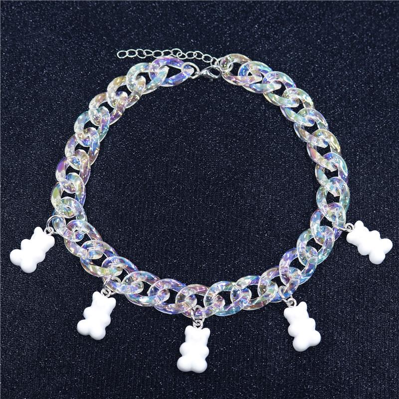 Shining Acrylic Handmade Candy Color Cute Judy Cartoon Bear Charm Necklace For Women Girl Daily Jewelry Party Gifts