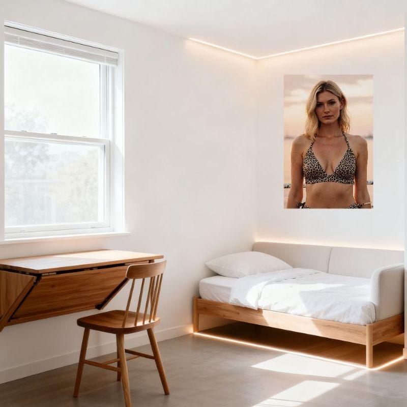 Sexy Leopard - Print Bikini Woman Sunset Water Scene Tin Sign Vintage Metal Poster for Bar Pub Home Wall Decor