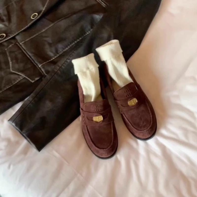 [] Tone sense~ A miu small gold coin pedal lazy loafer single shoes women's small leather shoes