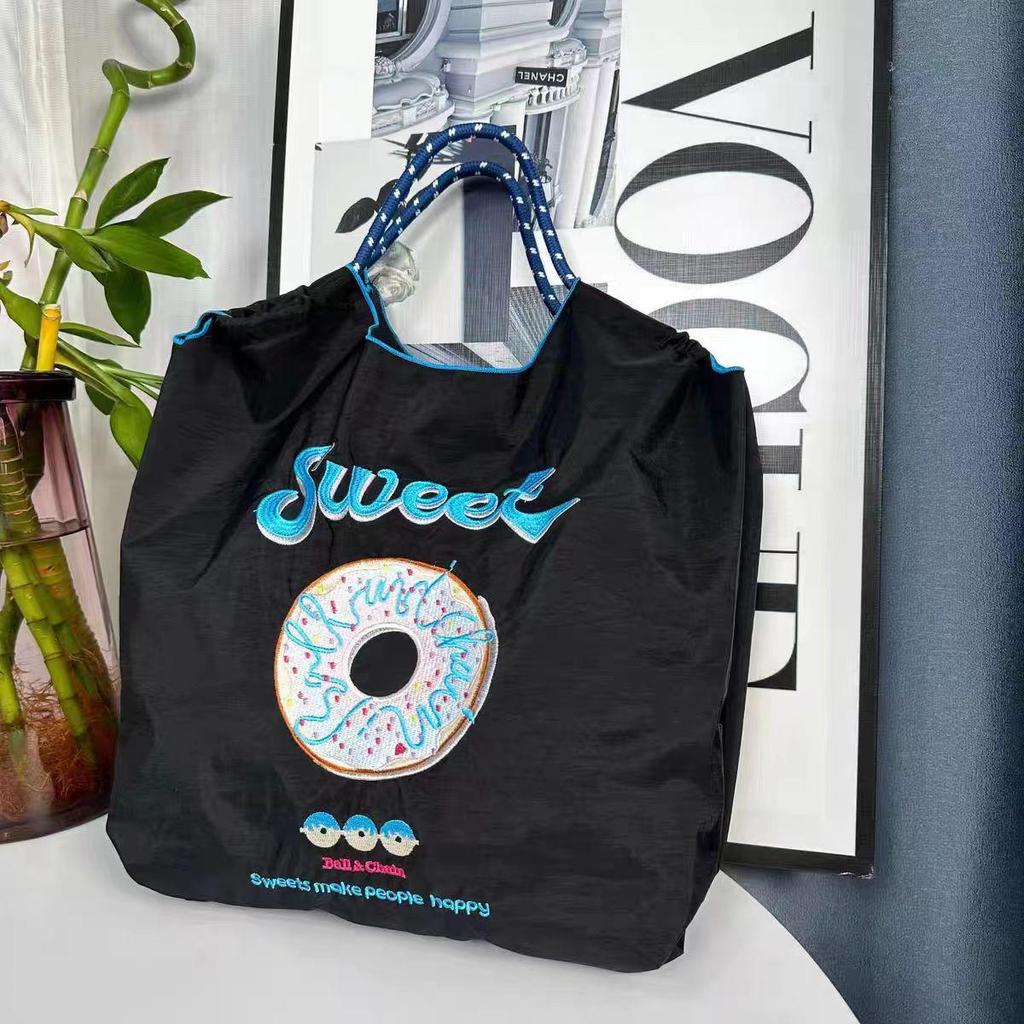 Chinesische Marke Bestickter Schwarzer Oxford-Stoff Shopper - Großes Fassungsvermögen, Vielseitige Nylon-Handtasche