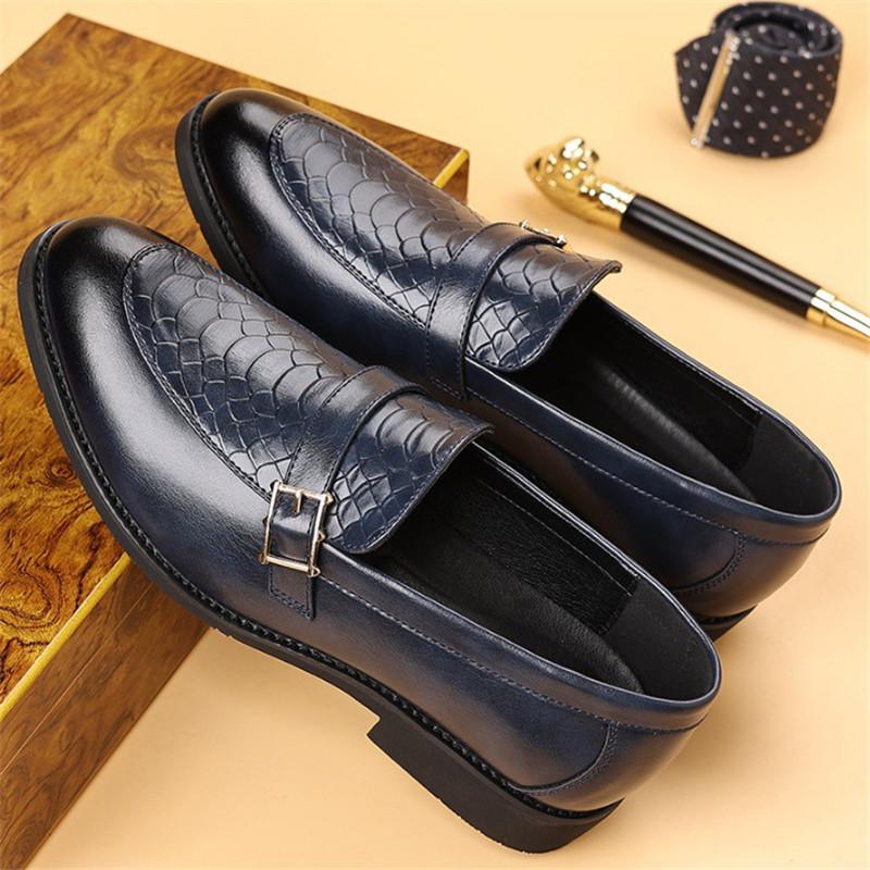 Gentleman Monk Strap Loafers New Men Pointed Belt Buckle Leather Shoes Male Designer Formal Wedding Dress Homecoming Footwear