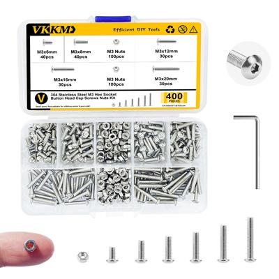 400 Stainless Steel Hexagonal Bolt Nut Combination, Metal Sleeve and Screw Combination, M3x(6/8/12/16/20)mm