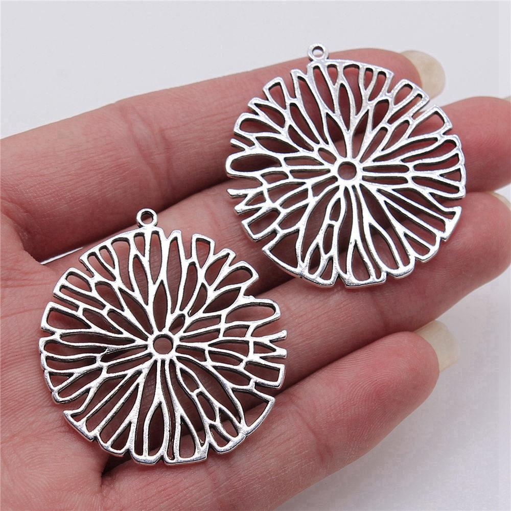 

Flowers of Life Sacred Geometry Charm Antique Bronze Zinc Alloy Jewelry Making Supplies for Women DIY Charms A46-2pcs-37x40mm
