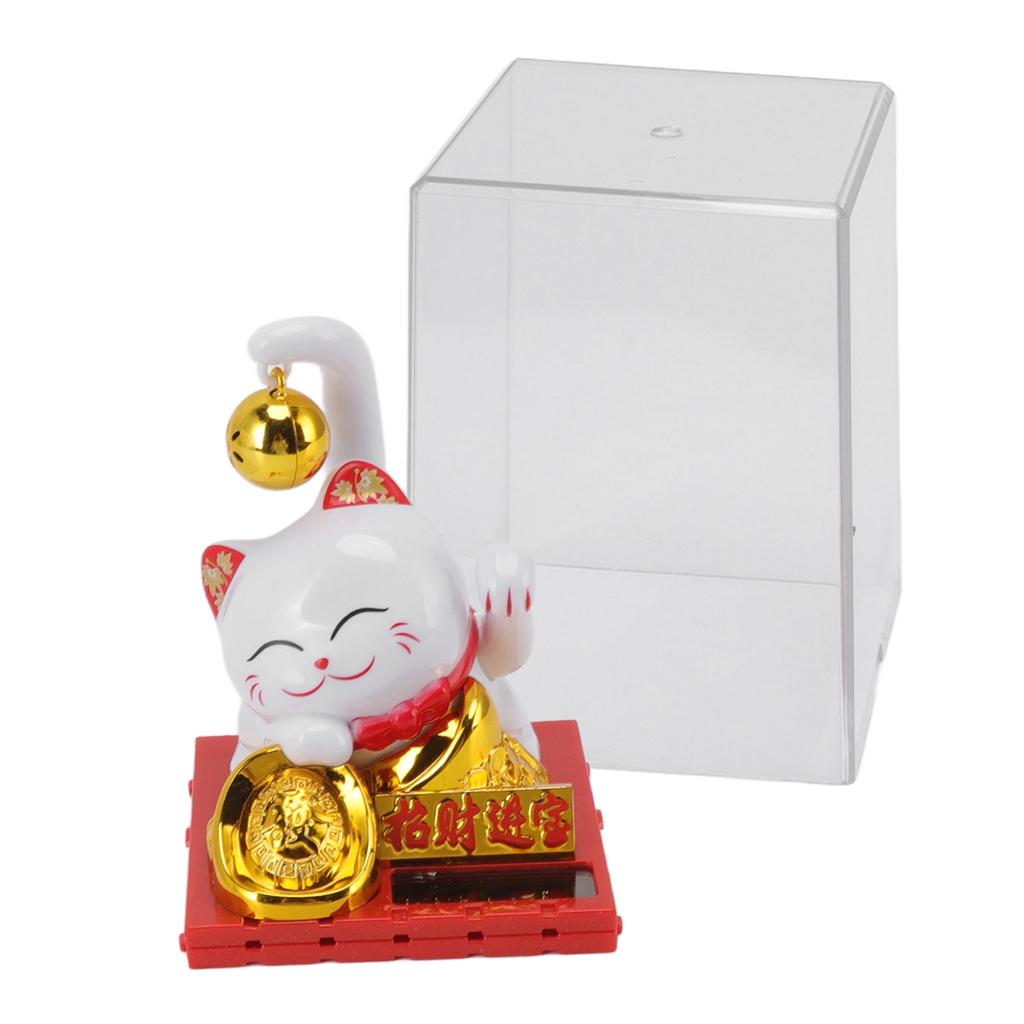 Small Bell Lucky Cat Solar Ornaments Light Energy Sensing Lucky Cat Mascot Statue Decoration for Home Car Office Gift