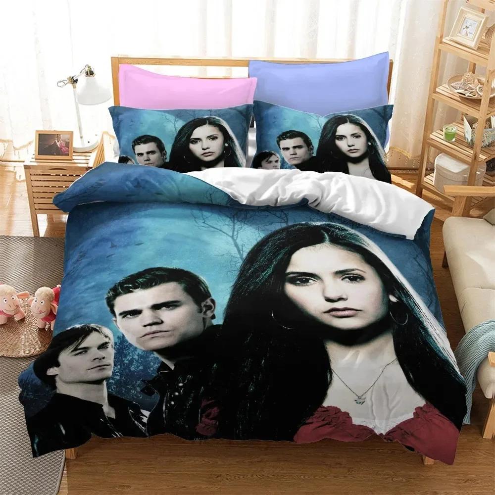 3D Printed The Vampire Diaries Bedding Set Pillowcase Duvet Cover Double Twin Full Queen King Adult Kids Bedclothes Quilt Cover