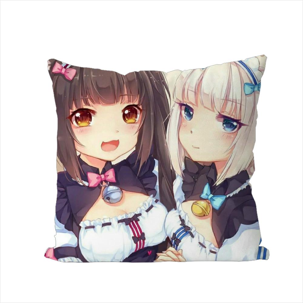 NekoPara Pillow Case For Car Sofa Decorative Home Doublesided Print Plush Square Throw Pillow Cushion Cover
