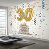 Happy 30th Birthday, 1pc Polyester Party Backdrop Banner, Photo Booth Background, Wall Decor