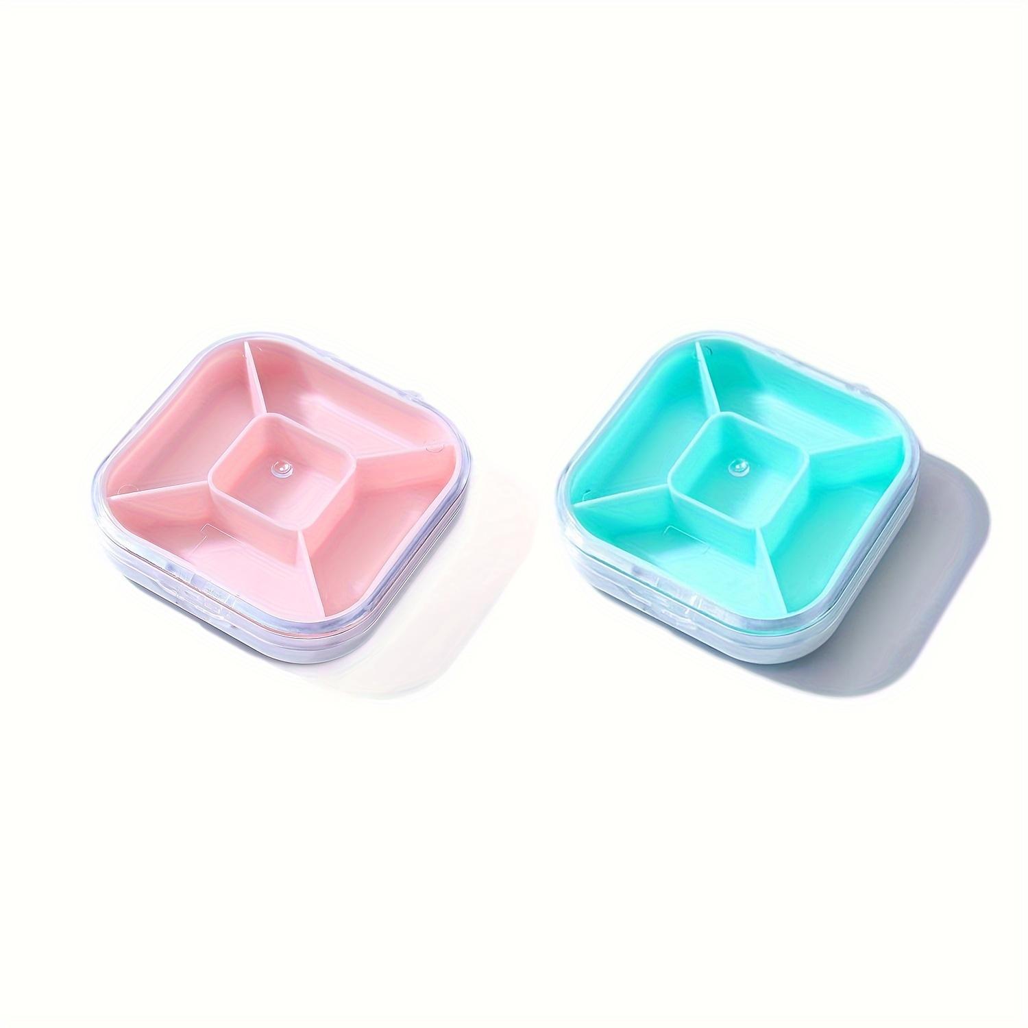 

Дорожный органайзер для таблеток, 5 отделений, 2 упаковки, портативный чехол для витаминов, симпатичная таблетница для ежедневного хранения добавок pink+green