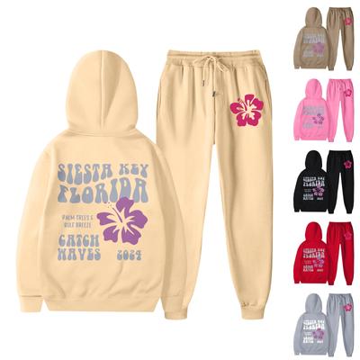 Women's Hooded Sports Tracksuit Unisex Two-Piece Running Outfits Long Sleeve Pullover Hoodies Sweatshirt+Sweatpants Set
