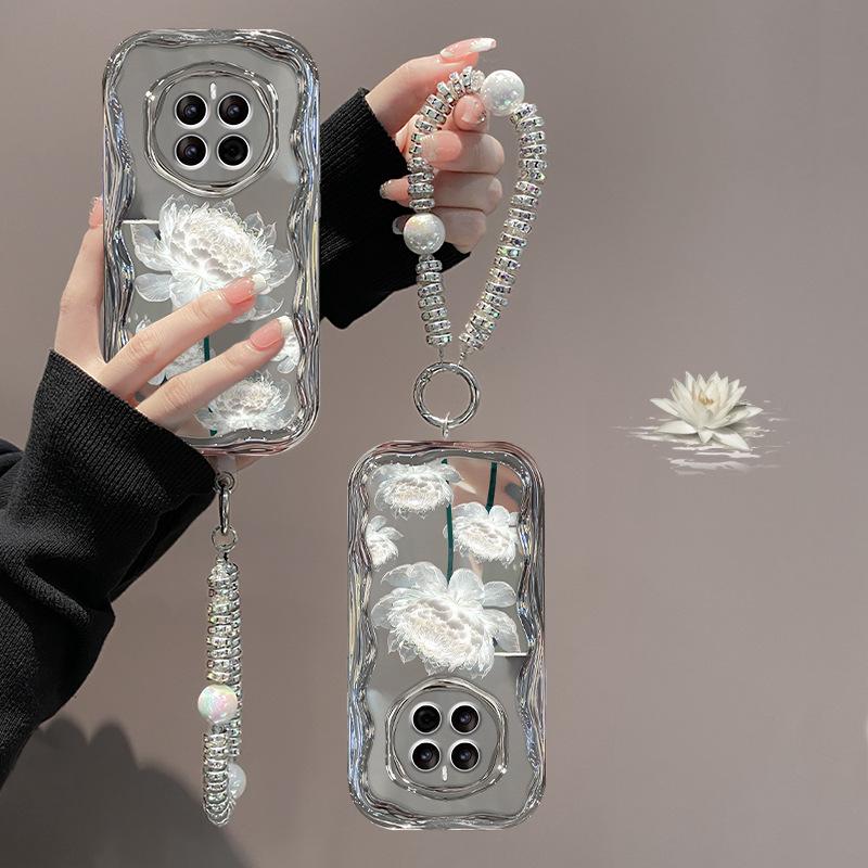Suitable for Huawei Pura70pro Mobile Phone Case Vivos17 White Cereal Chain OPPO Electroplated Silver Xiaomi 14 Soft