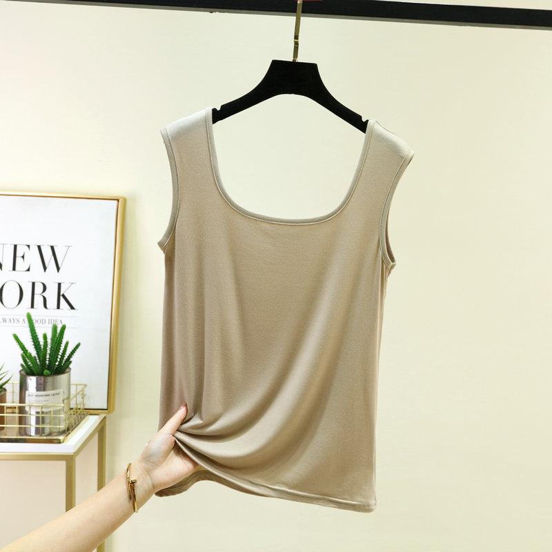 

Plus size M to 6XL Women s U-Neck Sleeveless Vest Summer Modal Thin Tank Tops Loose Fit Plus Size Casual Basic Singlets Camisole solid color Camis Top 2XL