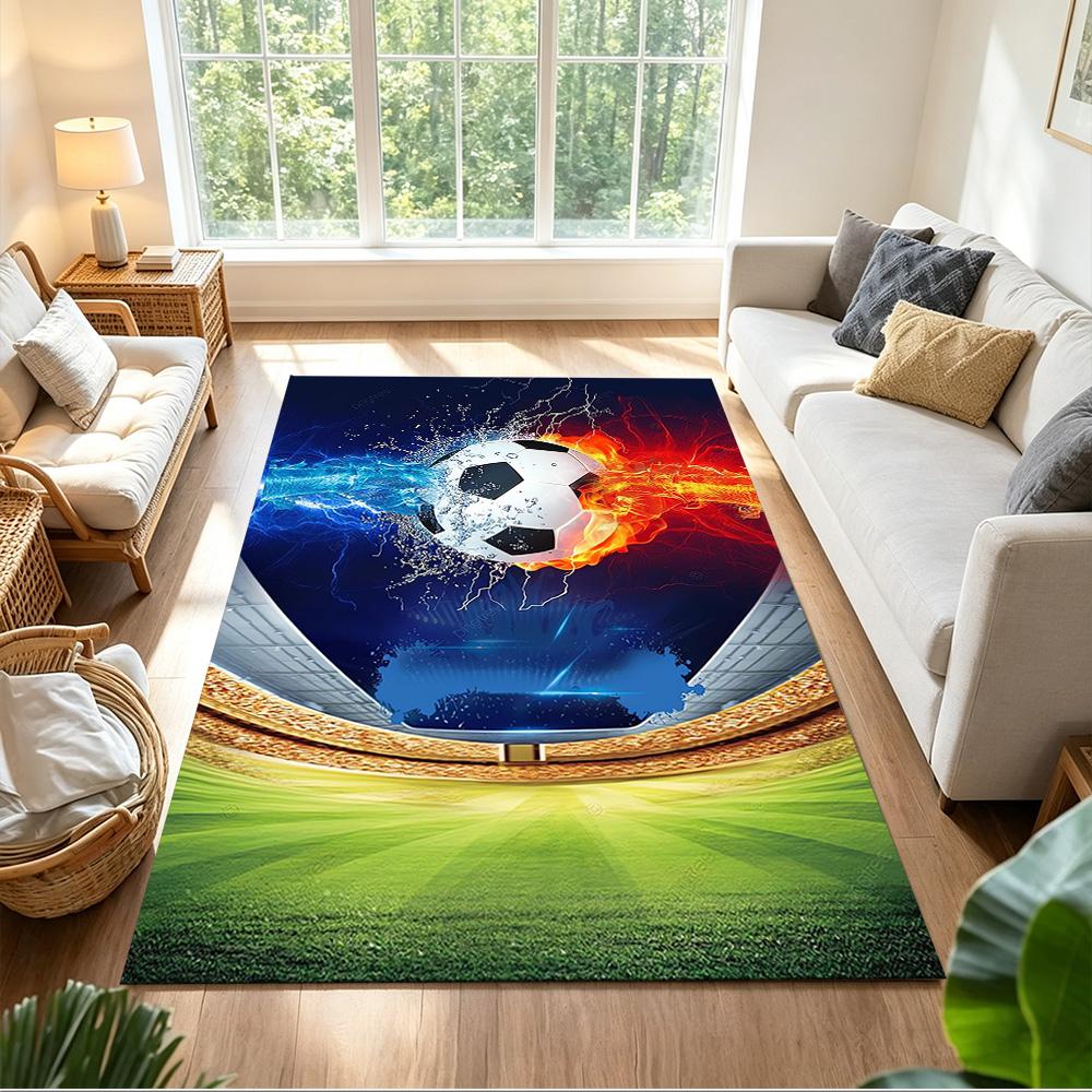 Soccer Pulse Art Splash Non-Slip Home Carpet Design for Office Decor Living Room Bedroom Gift