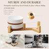 Ceramic Dog Bowls Dog Water Food Dish with Wood Stand NonSlip 14oz Pet Basic Bowls for Your Dogs or Cats Glaze Matte Weighted N