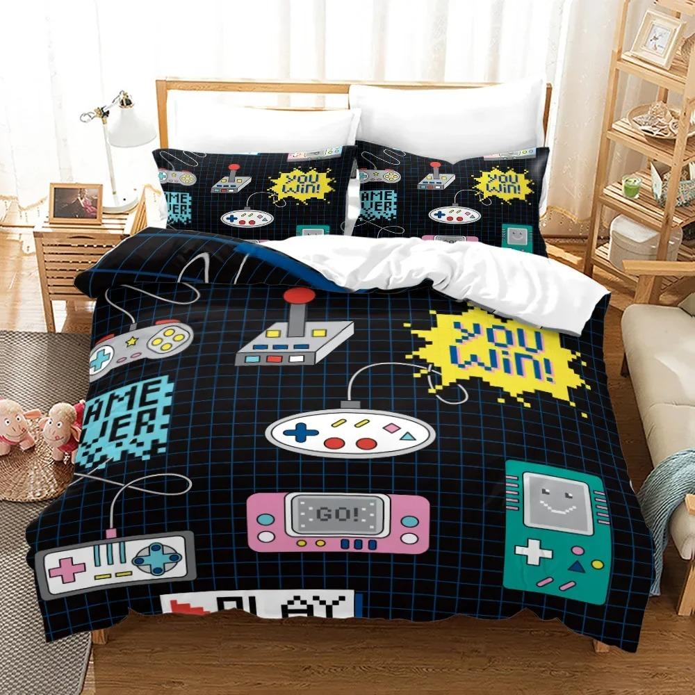 Gamepad Comforter Cover Gamer Bedding Set Teens Video Game Duvet Cover for Youth Boys Modern Game Controller Bedspread