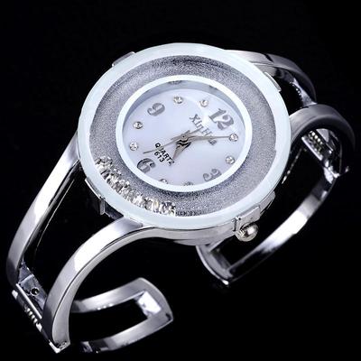 Luxury Women Quartz Fashion Bracelet Crystal Stainless Steel Brand Xinhua Round Dial Wristwatch