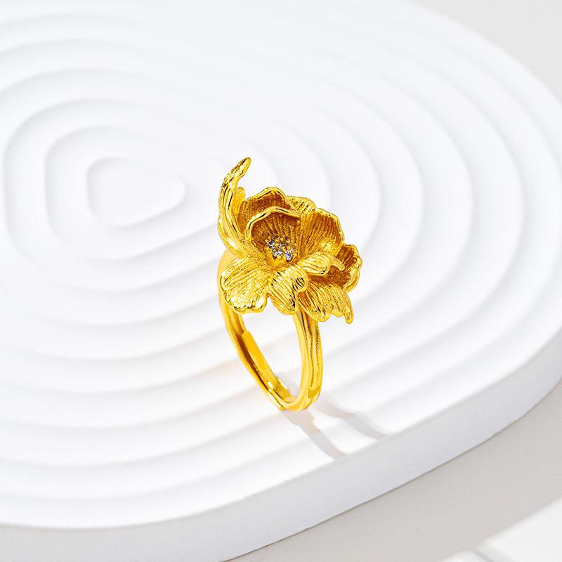 

Трендовое кольцо с пионом: Женские украшения из вьетнамского песочного золота с бриллиантами и долговечным цветом