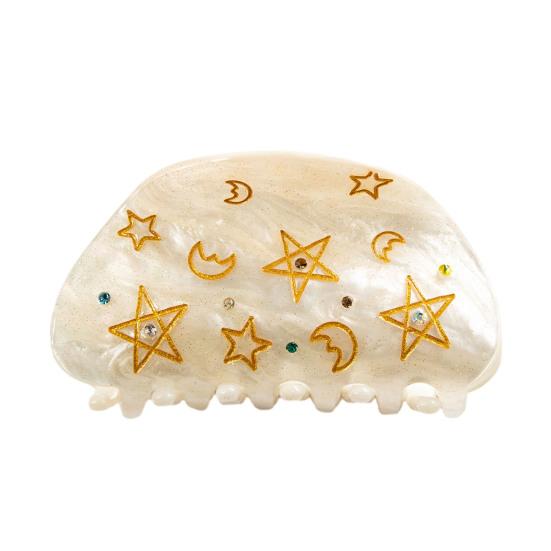 

Hair Claw Moon Five-Pointed Star Pattern Back Head Shower Clip Medium Size Shark Hair Claw Versatile Hair Accessory