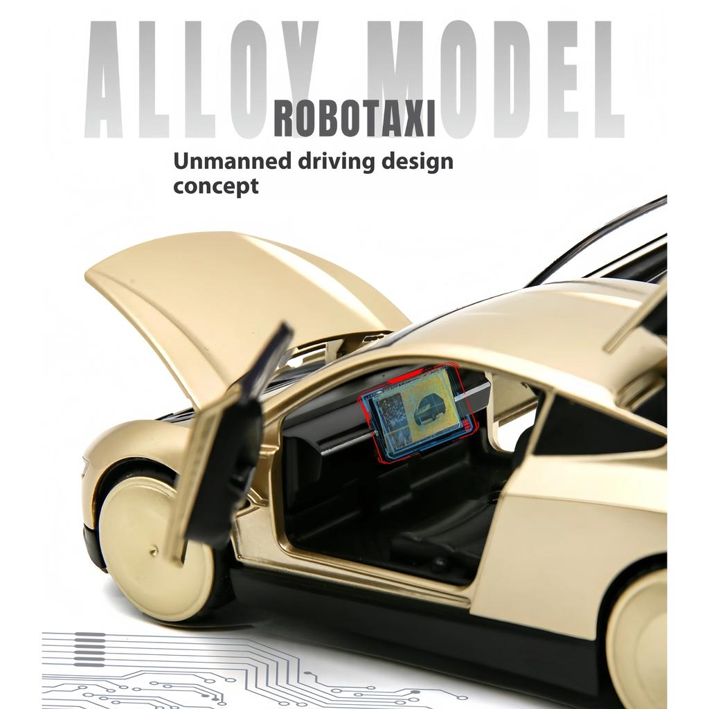 Simulation 1/32 Tesla Cybercab ROBOTAXI Metal Die Cast Car Model, Desktop Decoration Ornaments, Children's Toy Cars, Boys Gifts