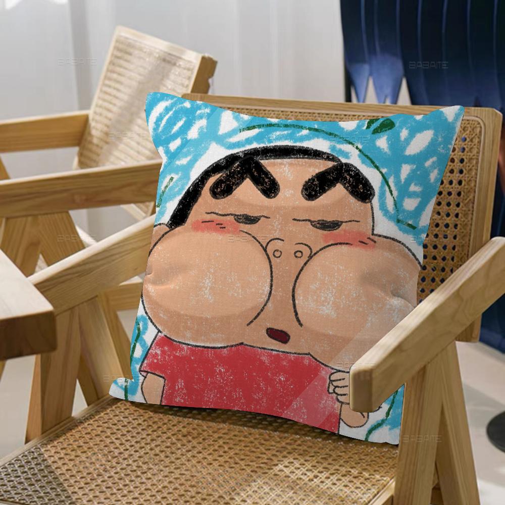 Watercolor Crayon Shin-chan Cushion Cover Car Throw Pillow Case For Sofa Car Christmas Gift 40x40cm 45x45cm