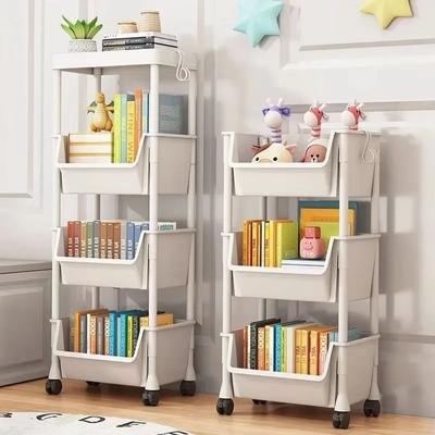 Trolley Bookshelf Portable Creative Kitchen Storage Rack Living Room Mobile Display Cabinet Corner Movable Bookshelf With Wheels