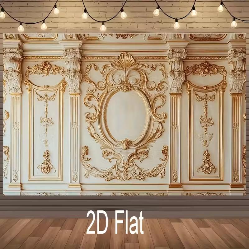 

2D Classic Baroque Wall Tapestry, Luxury Gold Ornate Home Decor for Bedroom 47.2x31.5inch/120*80cm