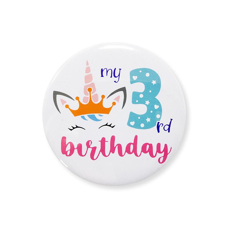 New Unicorn Theme Series Party Badge Baby First Birthday Cartoon Digital Badge 