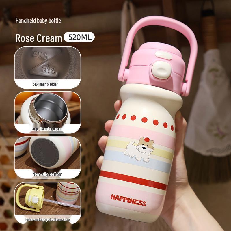 

Cartoon Cute Children s Portable Stainless Steel Insulated Cup for Girls - Pop-Up, Small, and High-Value 520ml