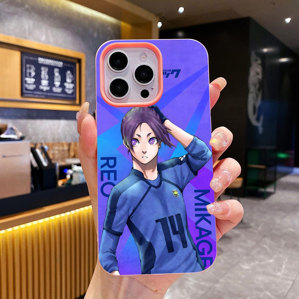 Blue Lock Reo Mikage Jelly Double layer Pink Mobile Phone Case for iPhone 17 16 15 14 13 12 11 Air Pro Max Plus Protective