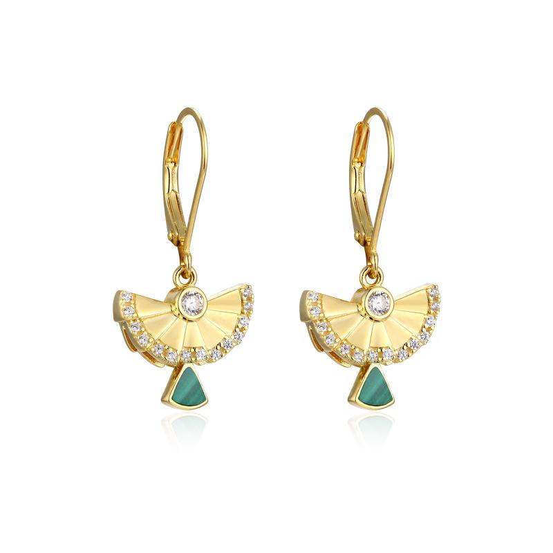 

European and American natural malachite stud earrings 925 sterling silver ear jewelry summer women s niche design small skirt earrings 925 silver