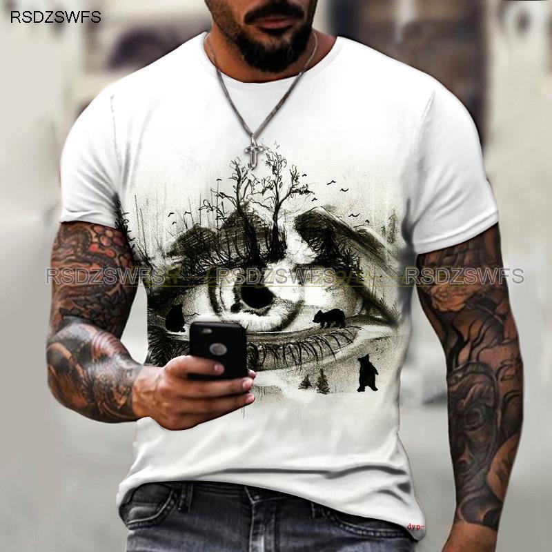 Summer Retro Gray Pointer 3d Printing Short Sleeve Men's T-shirt Cool Fashion Streetwear Round Neck T-shirts
