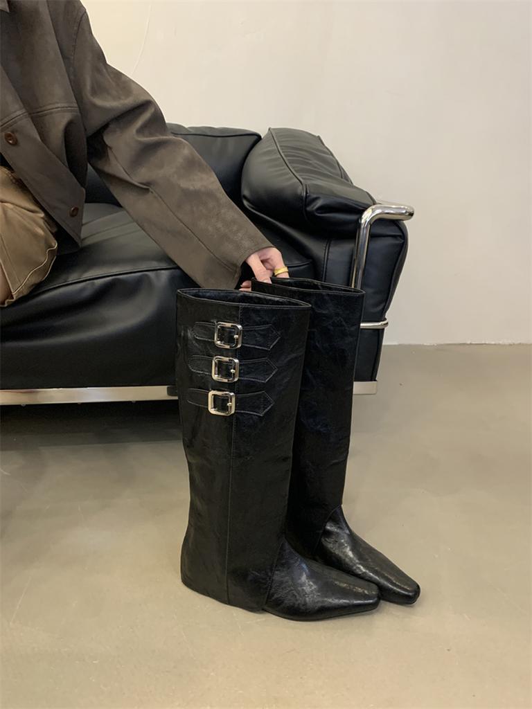 Fashion Pointed Toe Women Knee Boots Chelsea Botas 2024 New Arrivals Fashion Party Pumps Knight Botas Size 35-39 Winter Western Bootie