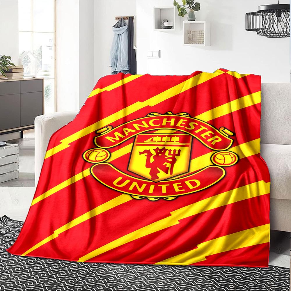 1pc M-Manchester1 Blanket, Gift, for Men and Women, Soft Blanket, Good for Sofa Bed Couch Travel, Lightweight Flannel Blanket