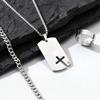 3pcs/set Dogtag Necklace for Men Boys,Stainless Steel Cuban Chain Bracelet,Waterproof Bend Ring Set Gift