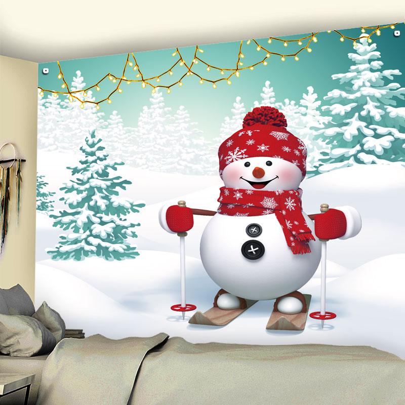 Winter Christmas Snowman Print Pattern Tapestry Home Decor Christmas Tapestry Living Room Wall Decor Backdrop Tapisserie De Noël