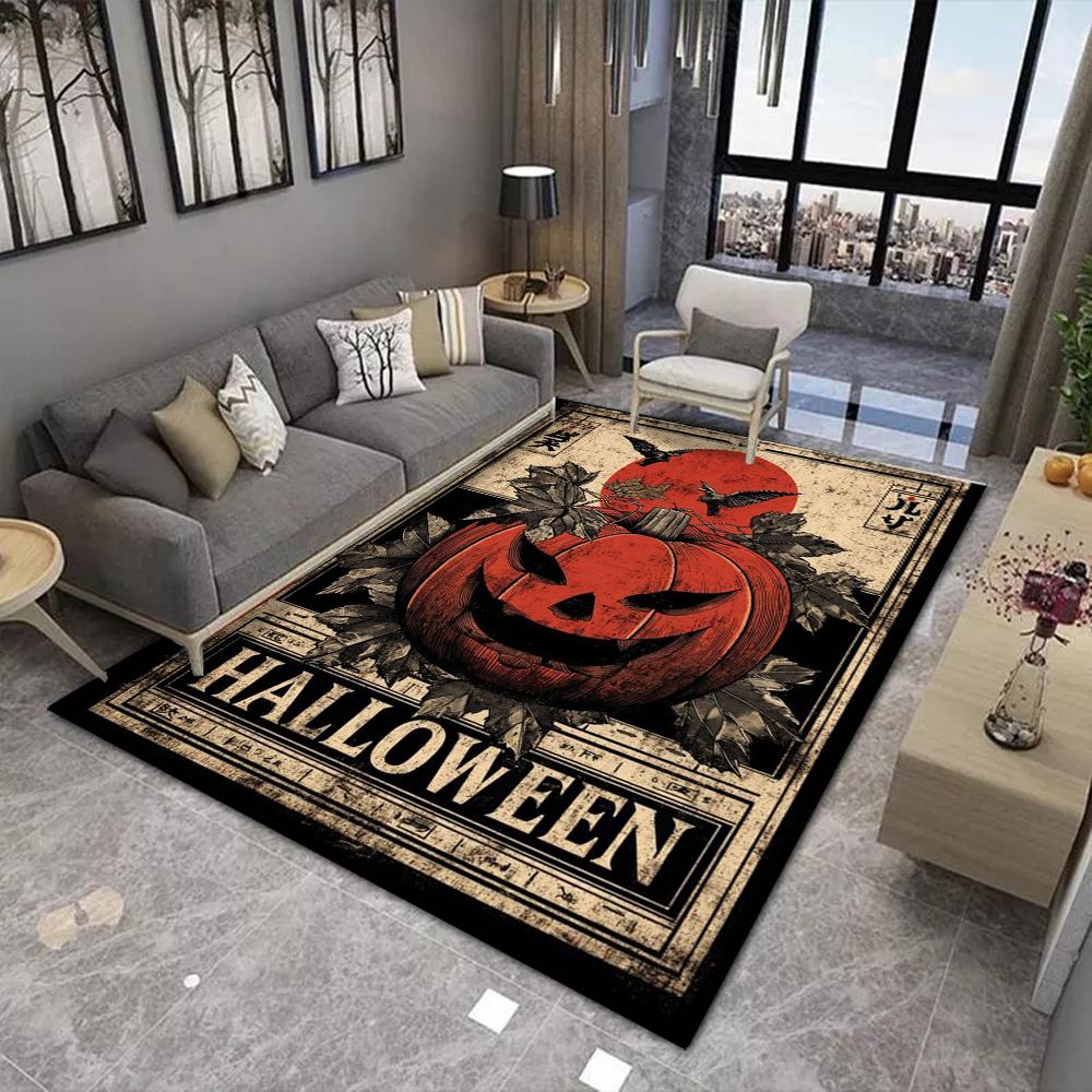 Halloween Pumpkin Print Area Rugs Anti Slip Machine Washable Carpet Bedroom Living Room Bathroom Dormitories Floor Mat