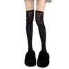 Damen Overknee Patchwork Lange Socken, Slouch-Stil, Frühling/Herbst, Milchweiß, Hoher Schaft für Stiefel mit Knieschonern
