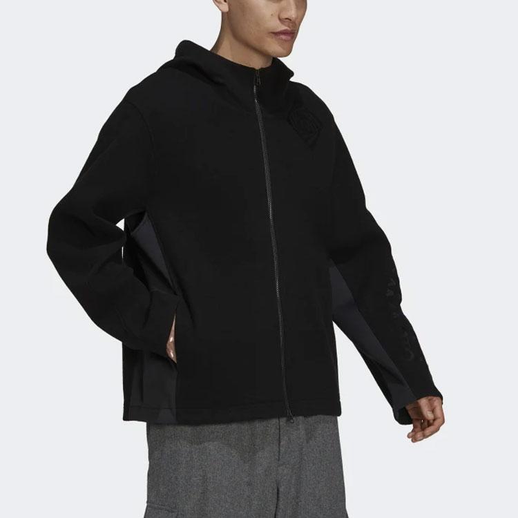 Y-3 FW21 Vyšívaná ležérní bunda s kapucí Pánské bundy Černá HB3344