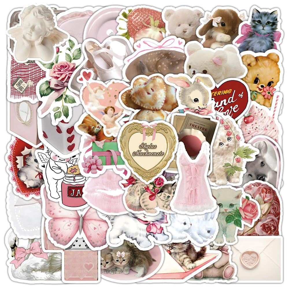 10/30/50pcs Cute Pink Coquette Aesthetic Stickers INS Style Graffiti Sticker Suitcase Guitar Laptop Kawaii Cartoon Decals Decor