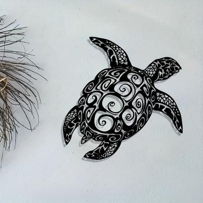 Arte de Pared Metálico de Tortuga Marina Vintage Escultura de Hierro Hecha a Mano Decoración de Playa Resistente a la Intemperie Regalo del Océano