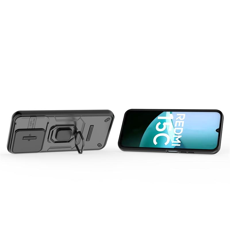 Push Window Phone Case For Xiaomi Poco C85 Anti-knock Ring Holder Magnetic Cover For Poco C85 Case For Poco C85 Case 6.9 Inch