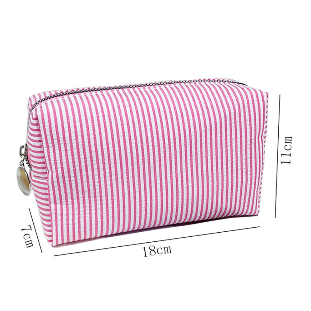 Fashion Striped Cosmetics Organizer for Women Student Large Capacity Pencil Case Makeup Pouch Toiletries Bag Travel Organizer