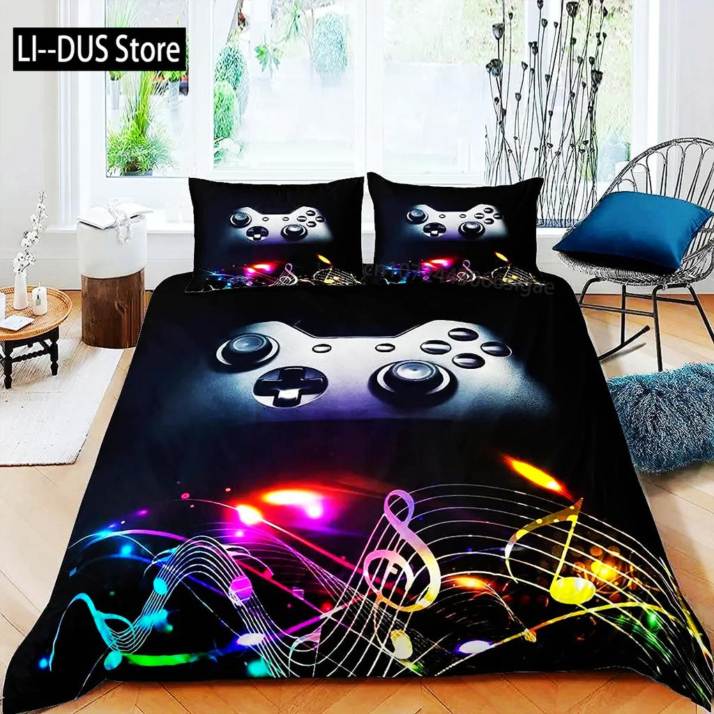 Gaming Bedding Set Game Bed Cover 135 For Adults Boys Soft Microfiber Modern Gamepad Duvet Cover Decorative With Pillowcase