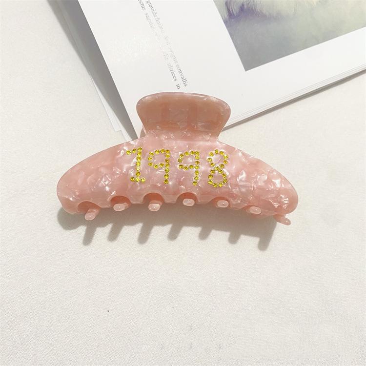 Custom Logo Women Hair Decorative Accessories Catch Hair Large Shark Clip Word Rhinestone Letter Acetic Acid Hair Clips