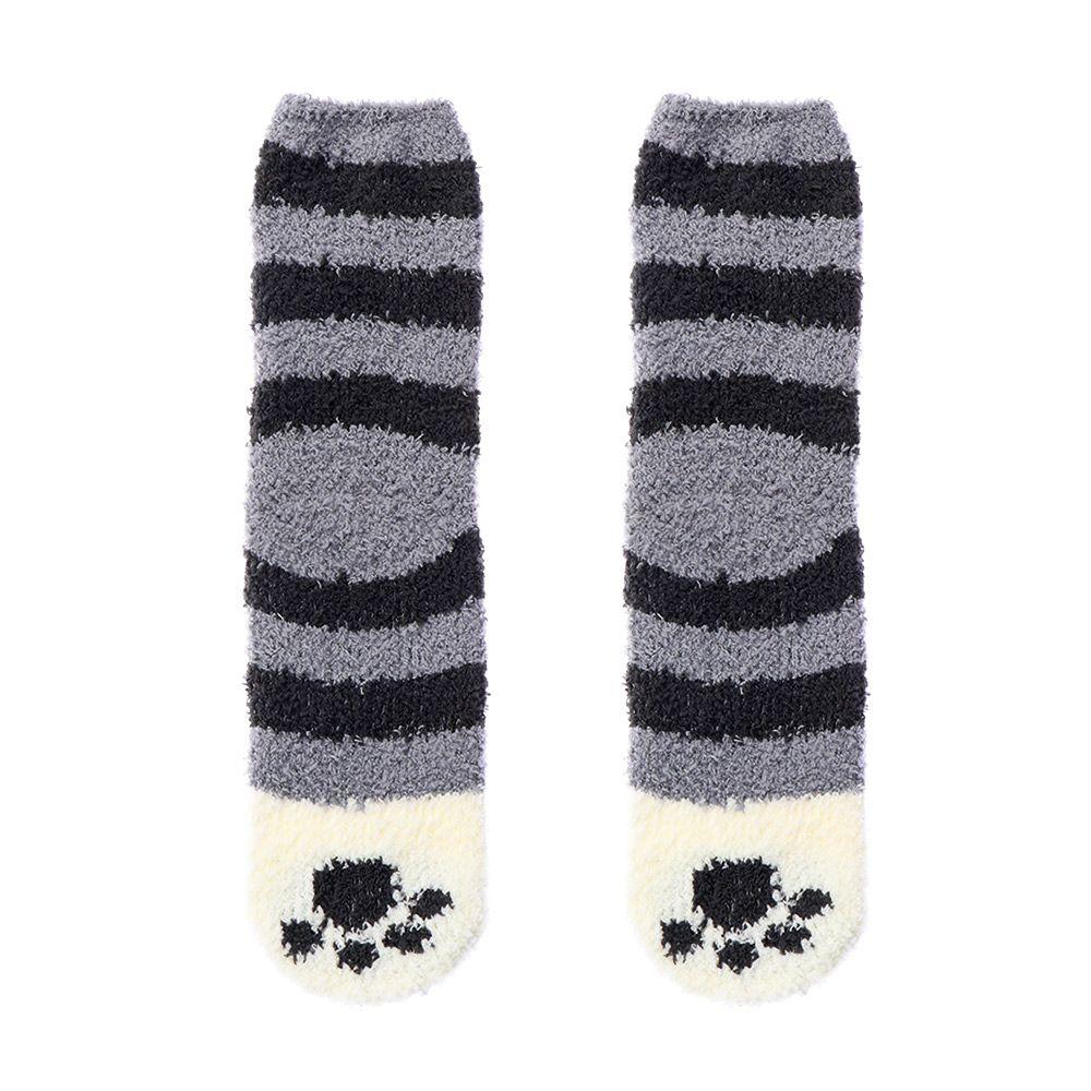 Geschenk Flauschige Verdickende Plüsch Schlaf Bettsocke Bodensocken Kaschmirsocken Korallenvlies-Socken Pfotenmuster