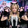Zvířecí Cosplay Kostým 7ks Kočičí Sada, Čelenka s Ušima, Rukavice s Tlapkami, Límec s Mašlí, Tematický Zvonkový Náramek, Ocas, Halloweenská Párty Koťátko Příslušenství pro